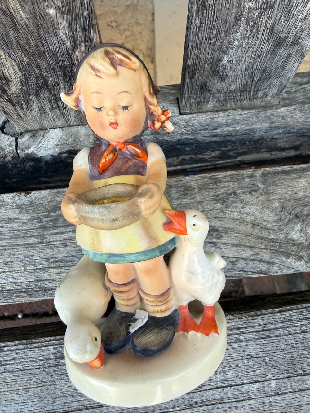 VINTAGE HUMMEL FIGURINE "BE PATIENT" WESTERN GERMANY GIRL DUCKS Home Decor